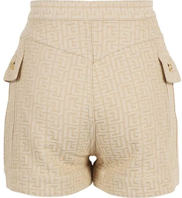 (W) BALMAIN Seluar Pendek Butang Logo Jacquard Klasik Beige. XF1MA010CB65-GID Lookbook (W) BALMAIN Seluar Pendek Butang Logo Jacquard Klasik Beige. XF1MA010CB65-GID