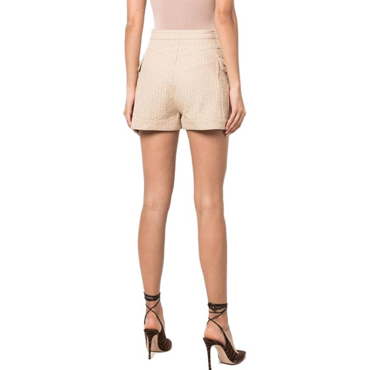 Details for (W) BALMAIN Seluar Pendek Butang Logo Jacquard Klasik Beige. XF1MA010CB65-GID