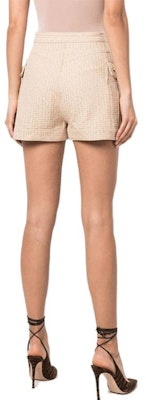 (W) BALMAIN Seluar Pendek Butang Logo Jacquard Klasik Beige. XF1MA010CB65-GID Details for (W) BALMAIN Seluar Pendek Butang Logo Jacquard Klasik Beige. XF1MA010CB65-GID