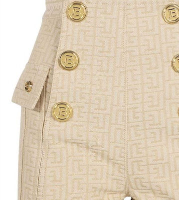 (W) BALMAIN Seluar Pendek Butang Logo Jacquard Klasik Beige. XF1MA010CB65-GID Cheap (W) BALMAIN Seluar Pendek Butang Logo Jacquard Klasik Beige. XF1MA010CB65-GID