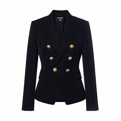(Women) BALMAIN Double-Breasted Blazer - Black. XF1SG000WB08-0PA