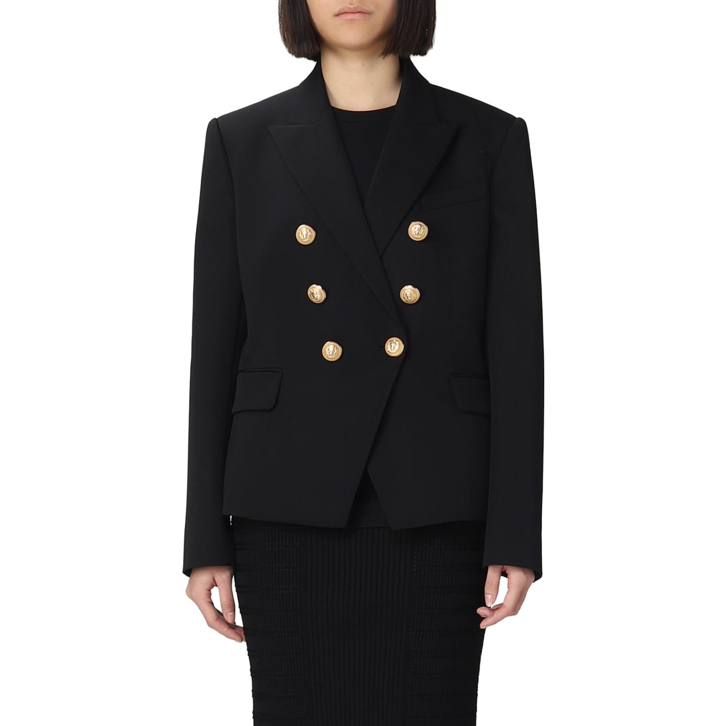 Purchase (W) 巴尔曼 双排扣西装外套 - 黑色 XF1SG000WB08-0PA