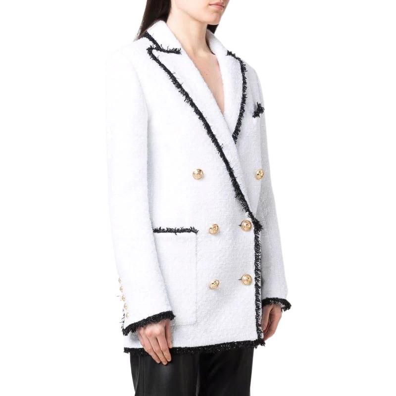 Purchase (W) BALMAIN 雙排扣流蘇粗花呢西裝外套夹克 XF0SH012XB61GAB