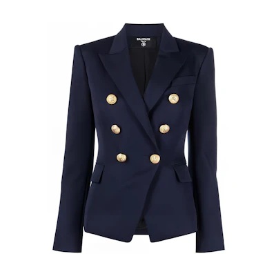 (Women) Balmain Double-Breasted Midnight Blue Blazer Jacket. YF1SG000WB08