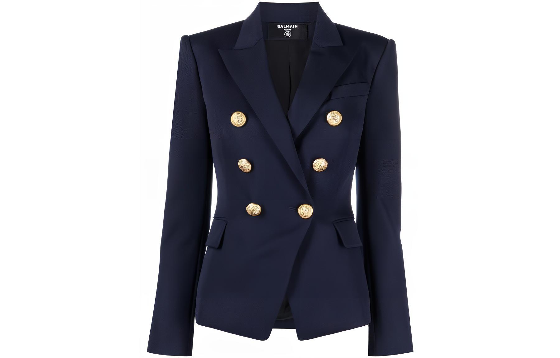 Order (W) Balmain Jas Blazer Double-Breasted Biru Tua. YF1SG000WB08