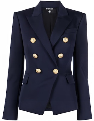 (W) Balmain Jas Blazer Double-Breasted Biru Tua. YF1SG000WB08 Order (W) Balmain Jas Blazer Double-Breasted Biru Tua. YF1SG000WB08