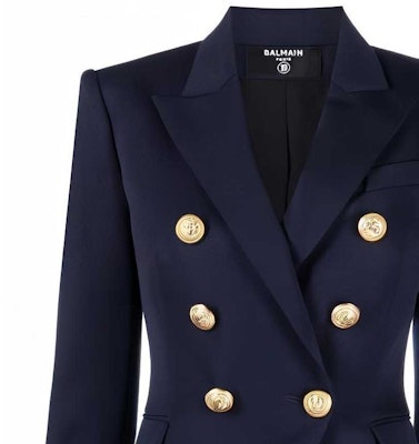 (W) Balmain Jas Blazer Double-Breasted Biru Tua. YF1SG000WB08 Details for (W) Balmain Jas Blazer Double-Breasted Biru Tua. YF1SG000WB08