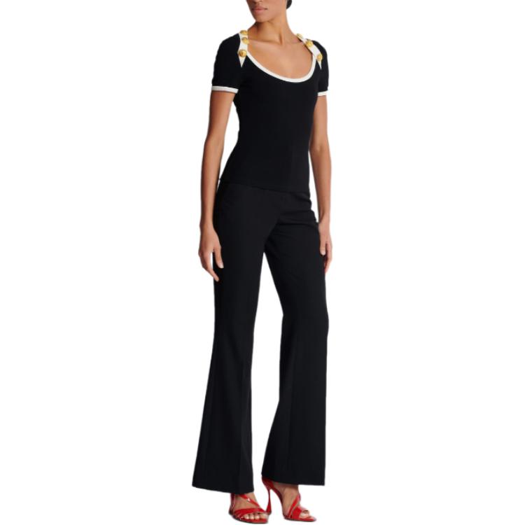 (Women) BALMAIN  Fitted Crew Neck Short Sleeve T-Shirt Black DF1EF102-JH30-EEI 圖 4