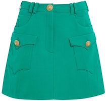 (Women) BALMAIN Green Button-Detail Casual Skirt. CF1LA359-WC09-7BW (Women) BALMAIN Green Button-Detail Casual Skirt. CF1LA359-WC09-7BW