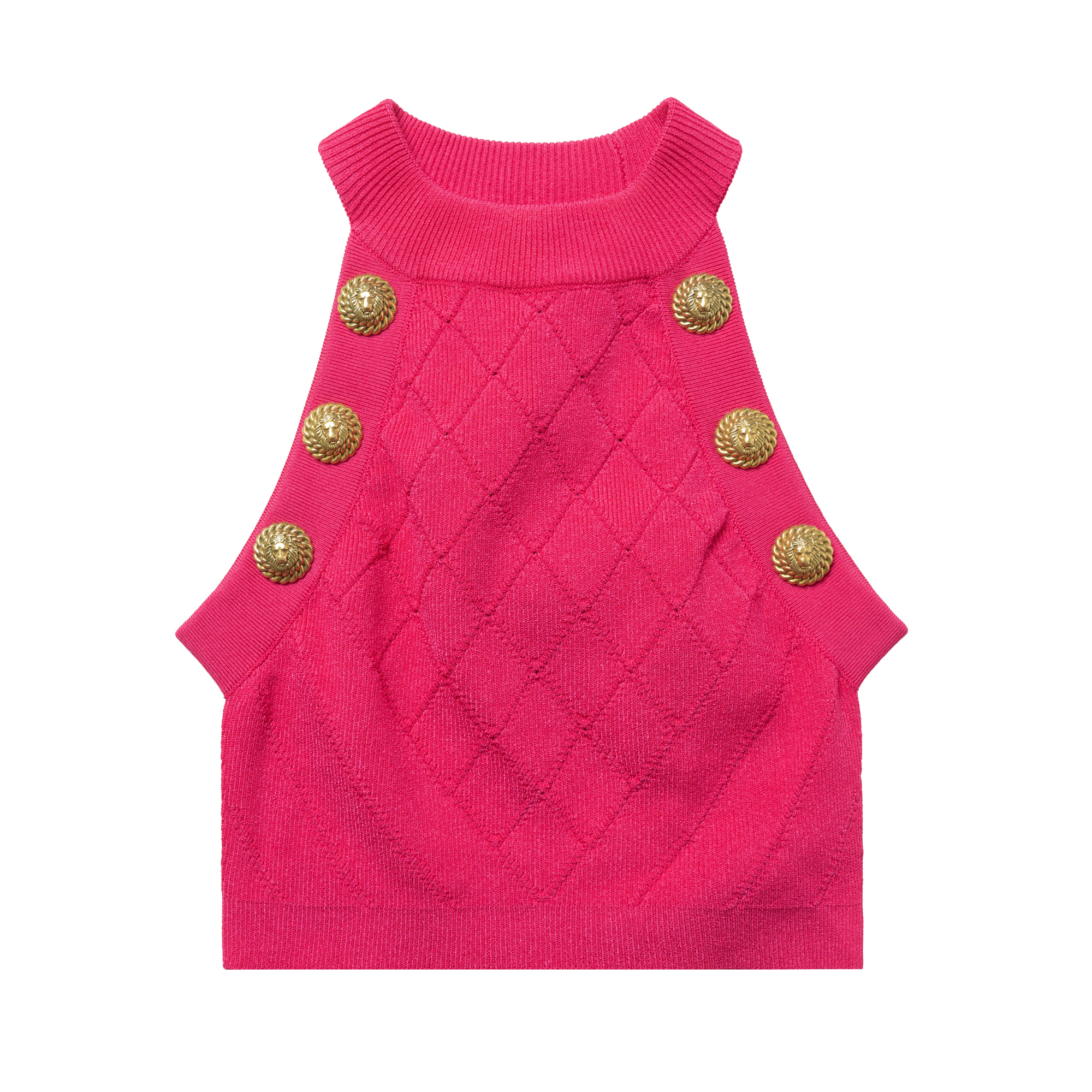 (Women) BALMAIN  Halter Neck Sleeveless Top Bright Pink CF1AB390-KF53-4DK