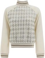 (Women) BALMAIN High-Neck Printed Pullover Long Sleeve Sweater - White BF1KF050-MC98-GAD (Women) BALMAIN High-Neck Printed Pullover Long Sleeve Sweater - White BF1KF050-MC98-GAD