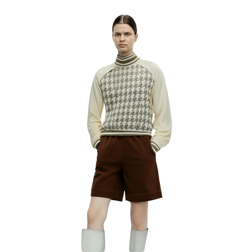 Shop (W) BALMAIN Baju Sejuk Leher Tinggi Cetakan Lengan Panjang - Putih BF1KF050-MC98-GAD