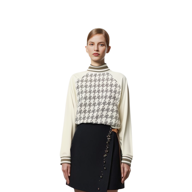 Purchase (W) BALMAIN Baju Sejuk Leher Tinggi Cetakan Lengan Panjang - Putih BF1KF050-MC98-GAD