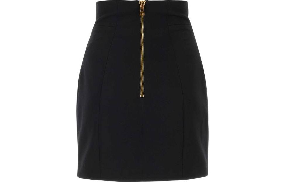 Lookbook (W) 巴尔曼高腰修身款纽扣迷你裙黑色 BF1LB810-WC09-0PA