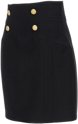 (W) 巴尔曼高腰修身款纽扣迷你裙黑色 BF1LB810-WC09-0PA Shop (W) 巴尔曼高腰修身款纽扣迷你裙黑色 BF1LB810-WC09-0PA