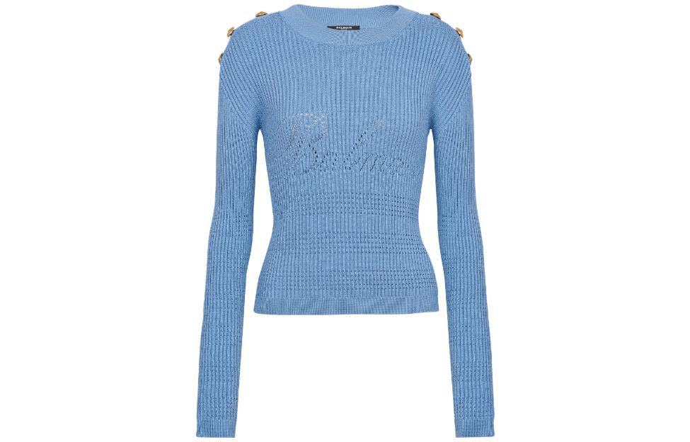 Order (W) BALMAIN Baju Sejuk Rajut dengan Logo Huruf Terperinci. CF1KA003-KF24-0FA