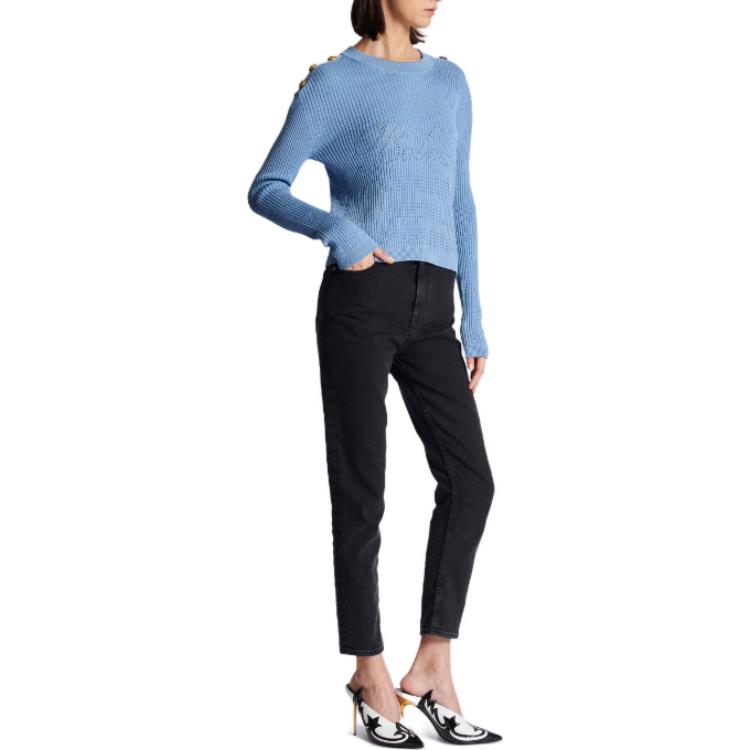 Shop (W) BALMAIN Baju Sejuk Rajut dengan Logo Huruf Terperinci. CF1KA003-KF24-0FA