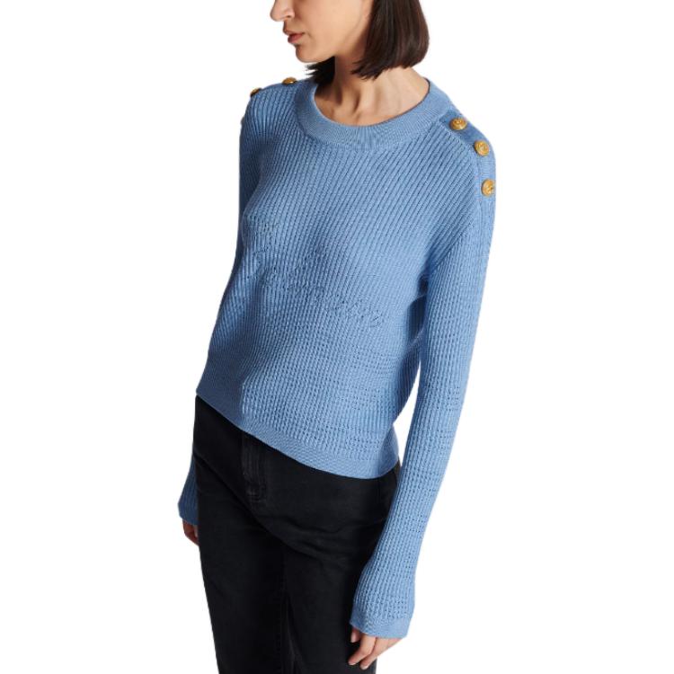 Details for (W) BALMAIN Baju Sejuk Rajut dengan Logo Huruf Terperinci. CF1KA003-KF24-0FA