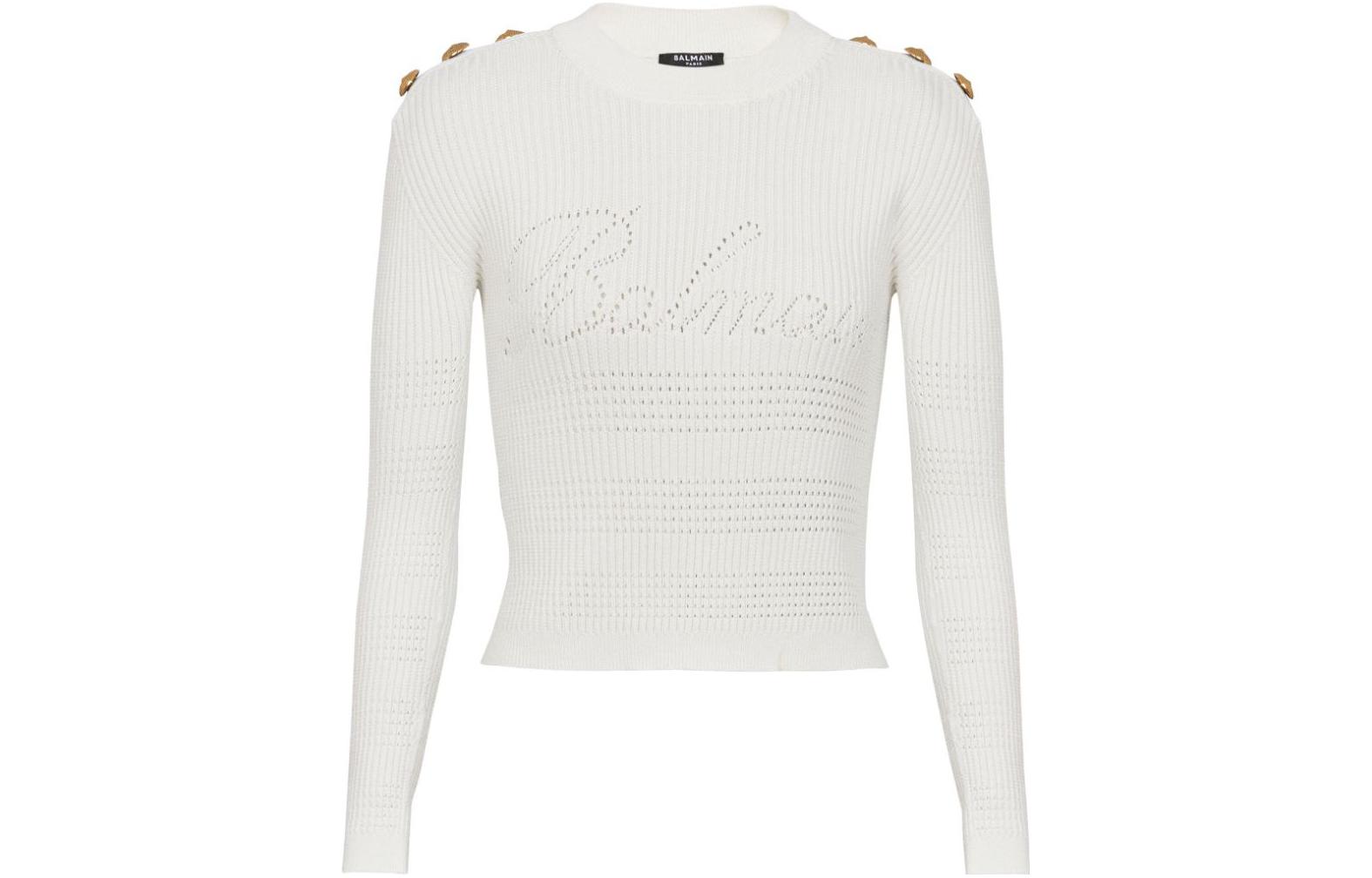 Cheap (W) BALMAIN Baju Sejuk Rajut dengan Logo Huruf Terperinci. CF1KA003-KF24-0FA
