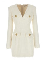 (Women) BALMAIN Long Sleeve Jacket with Button Details - Off-White. CF1R9103-XF91-0FA (Women) BALMAIN Long Sleeve Jacket with Button Details - Off-White. CF1R9103-XF91-0FA