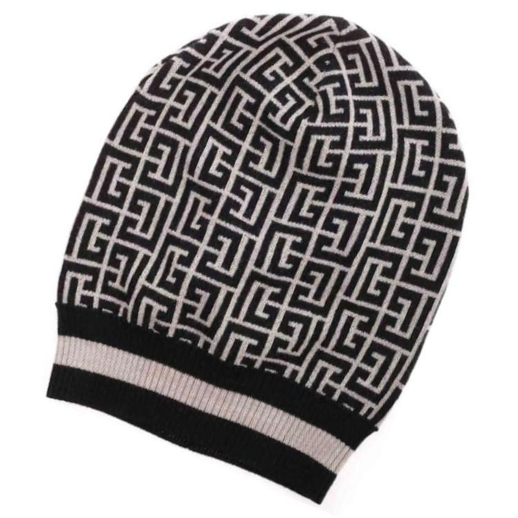 Lookbook (W) BALMAIN Gorro de Lana Merino Marrón Claro con Diseño de Letras WF0XC000K297GFE