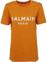 (Women) BALMAIN Orange Letter Print Crew Neck Short Sleeve Regular T-Shirt AF1EF005BB02KBJ (Women) BALMAIN Orange Letter Print Crew Neck Short Sleeve Regular T-Shirt AF1EF005BB02KBJ