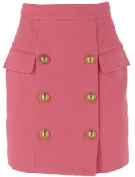 Order (W) BALMAIN 粉色雙排扣拉鍊休閒迷你裙 VF14004-C208-4KH