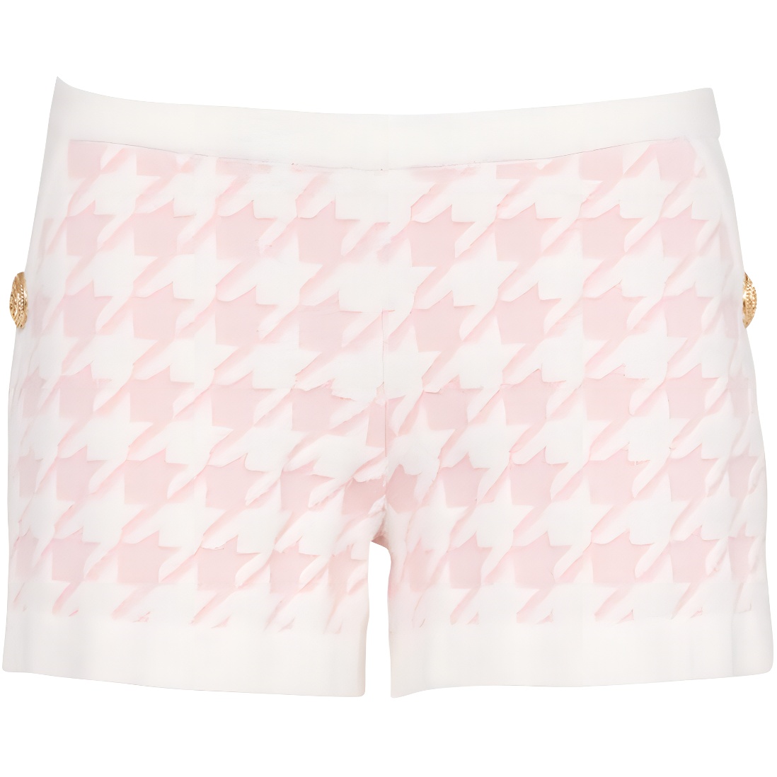 (Women) Balmain  Pink Houndstooth Knit Casual Shorts. YF1PA079KC10-GIX