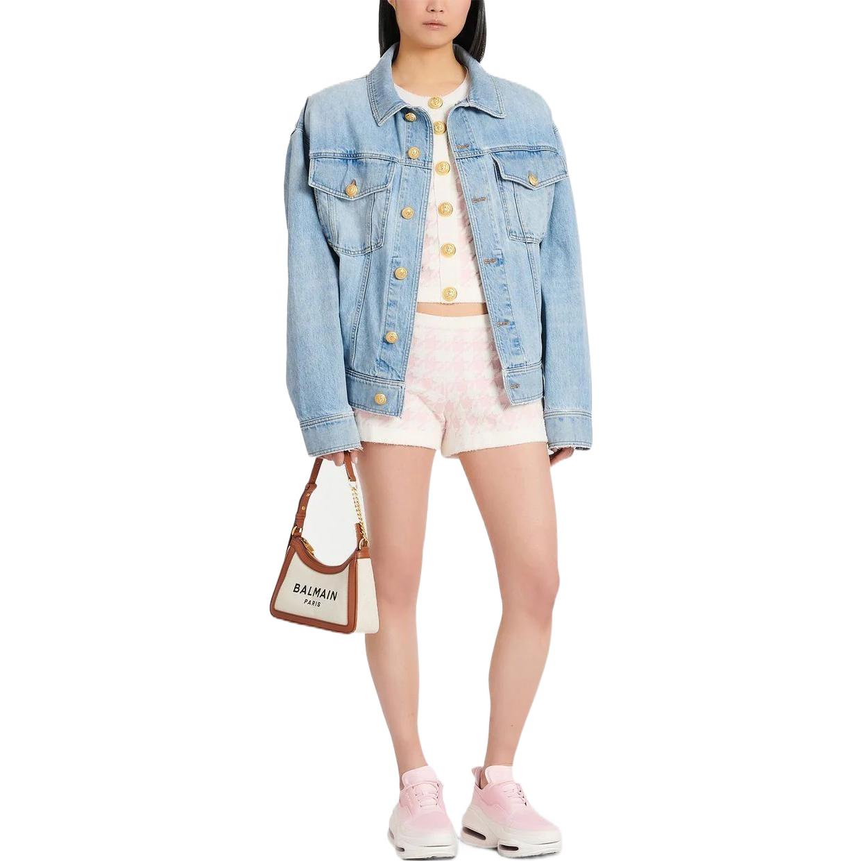 Lookbook (W) 발망 핑크 하운드투스 니트 캐주얼 쇼츠. YF1PA079KC10-GIX