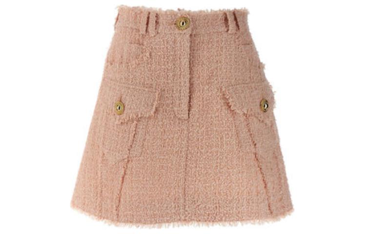 (Women) BALMAIN  Pink Short Casual Skirt with Zipper Closure CF1LA375-XF91-0DX