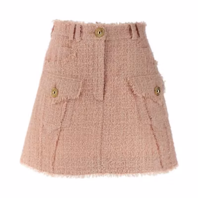(Women) BALMAIN Pink Short Casual Skirt with Zipper Closure CF1LA375-XF91-0DX