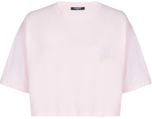 (W) BALMAIN 粉紅色短袖刺繡Logo短版T恤 DF1EE020-BC78-OES Order (W) BALMAIN 粉紅色短袖刺繡Logo短版T恤 DF1EE020-BC78-OES