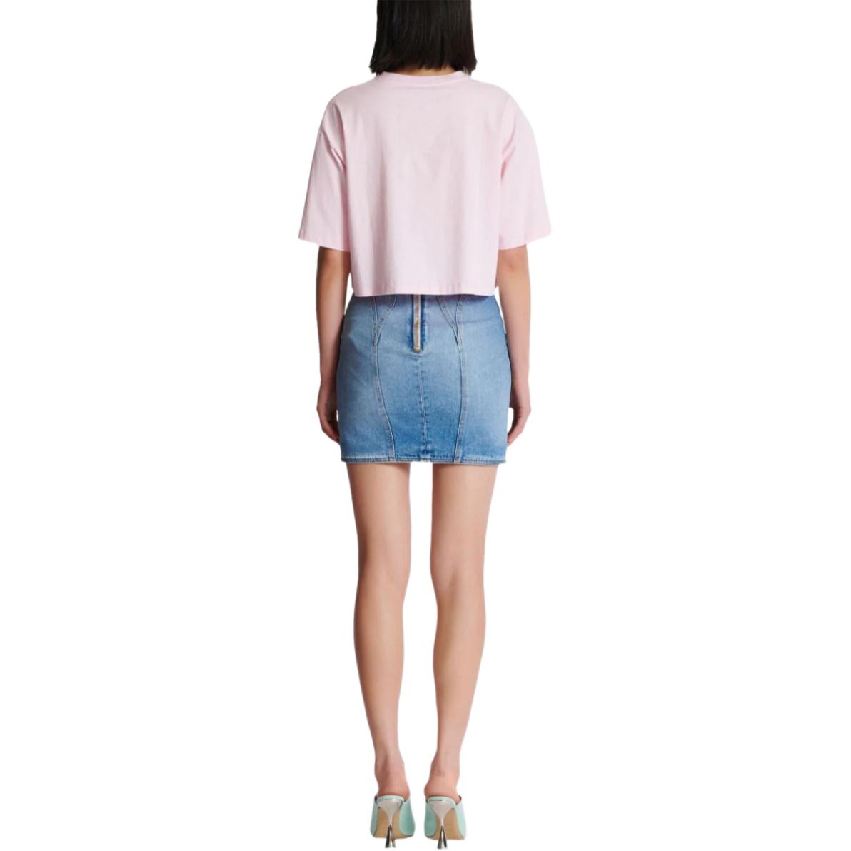 Purchase (W) BALMAIN 粉紅色短袖刺繡Logo短版T恤 DF1EE020-BC78-OES