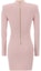 Lookbook (Women) BALMAIN Pink V-Neck Zipper Slim Fit Long Sleeve Short Dress DF1R8059-KB07-4CO