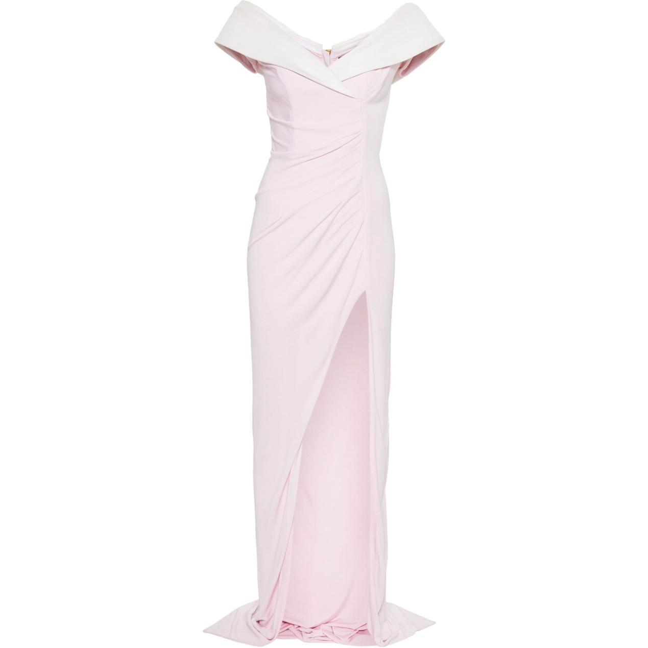 Order (Women) BALMAIN  Pink White Sleeveless Dress with Split and Draped Details DF1RQ095JE50-OGW