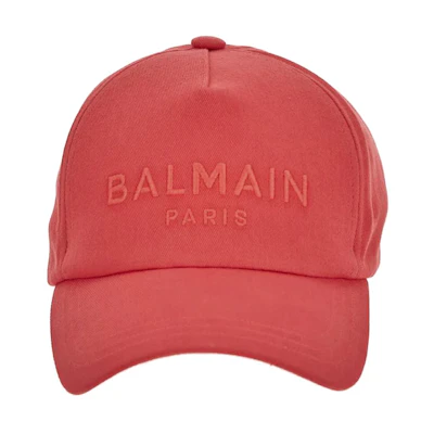 (Women) BALMAIN Red Embroidered Logo Cotton Baseball Cap CF1XA015CB24MEU