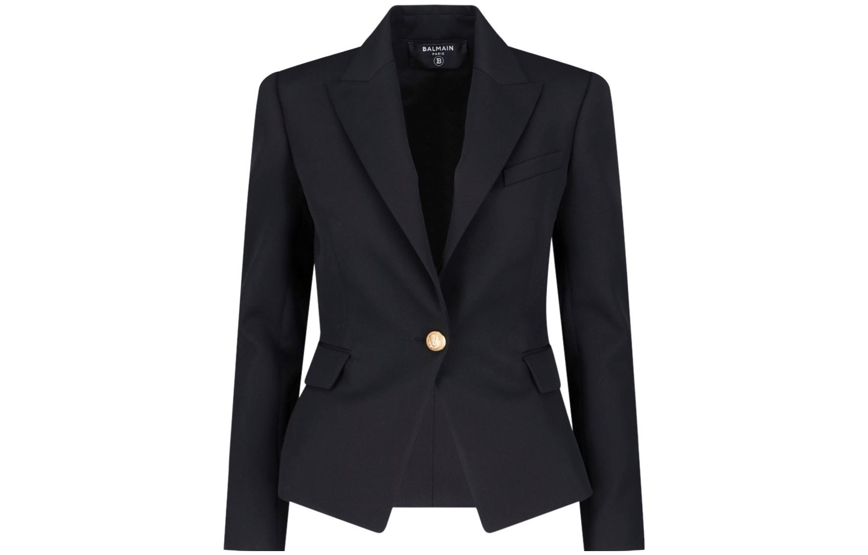 (Women) Balmain  Single-Button Black Long Sleeve Blazer BF1SE002WB080PA