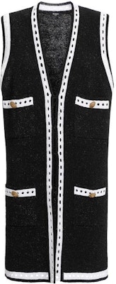 (W) 巴尔曼无袖针织连衣裙黑色圆点假口袋设计。 BF1KN045-KE74-EHQ Order (W) 巴尔曼无袖针织连衣裙黑色圆点假口袋设计。 BF1KN045-KE74-EHQ