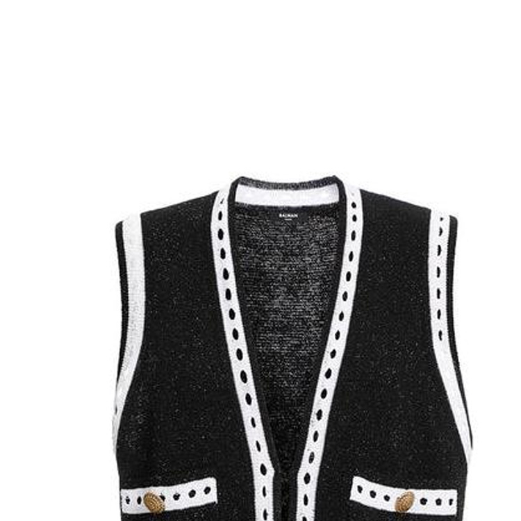 Purchase (W) 巴尔曼无袖针织连衣裙黑色圆点假口袋设计。 BF1KN045-KE74-EHQ