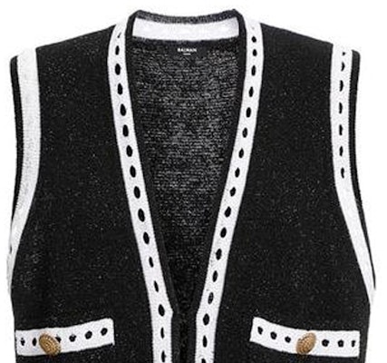 (W) 巴尔曼无袖针织连衣裙黑色圆点假口袋设计。 BF1KN045-KE74-EHQ Purchase (W) 巴尔曼无袖针织连衣裙黑色圆点假口袋设计。 BF1KN045-KE74-EHQ