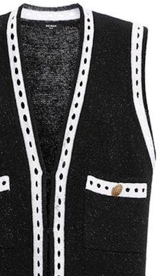 (W) 巴尔曼无袖针织连衣裙黑色圆点假口袋设计。 BF1KN045-KE74-EHQ Details for (W) 巴尔曼无袖针织连衣裙黑色圆点假口袋设计。 BF1KN045-KE74-EHQ