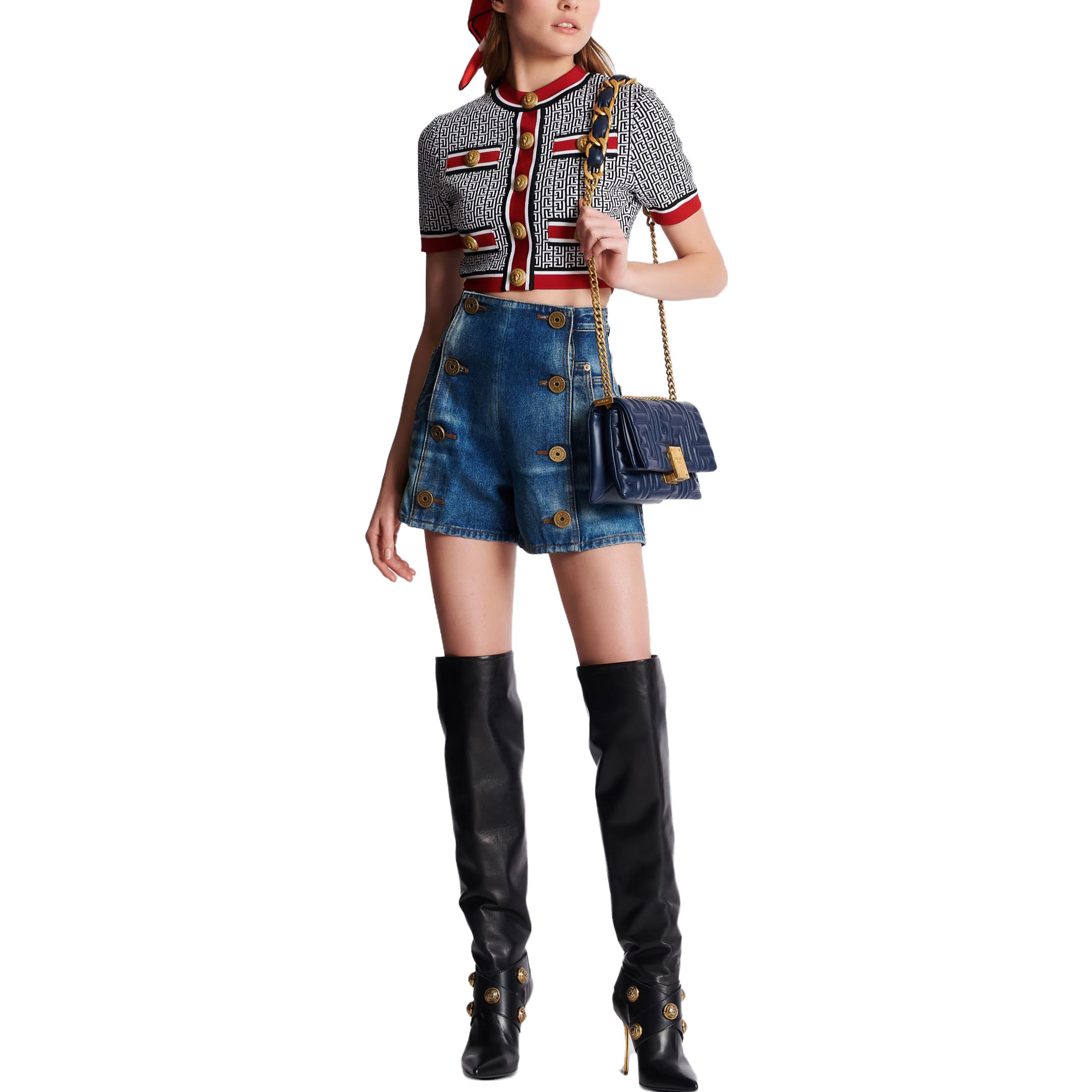 (Women) BALMAIN  Slim-Fit Jacquard Crewneck T-Shirt - Floral Pattern BF1AI115KE89EJC 圖 4