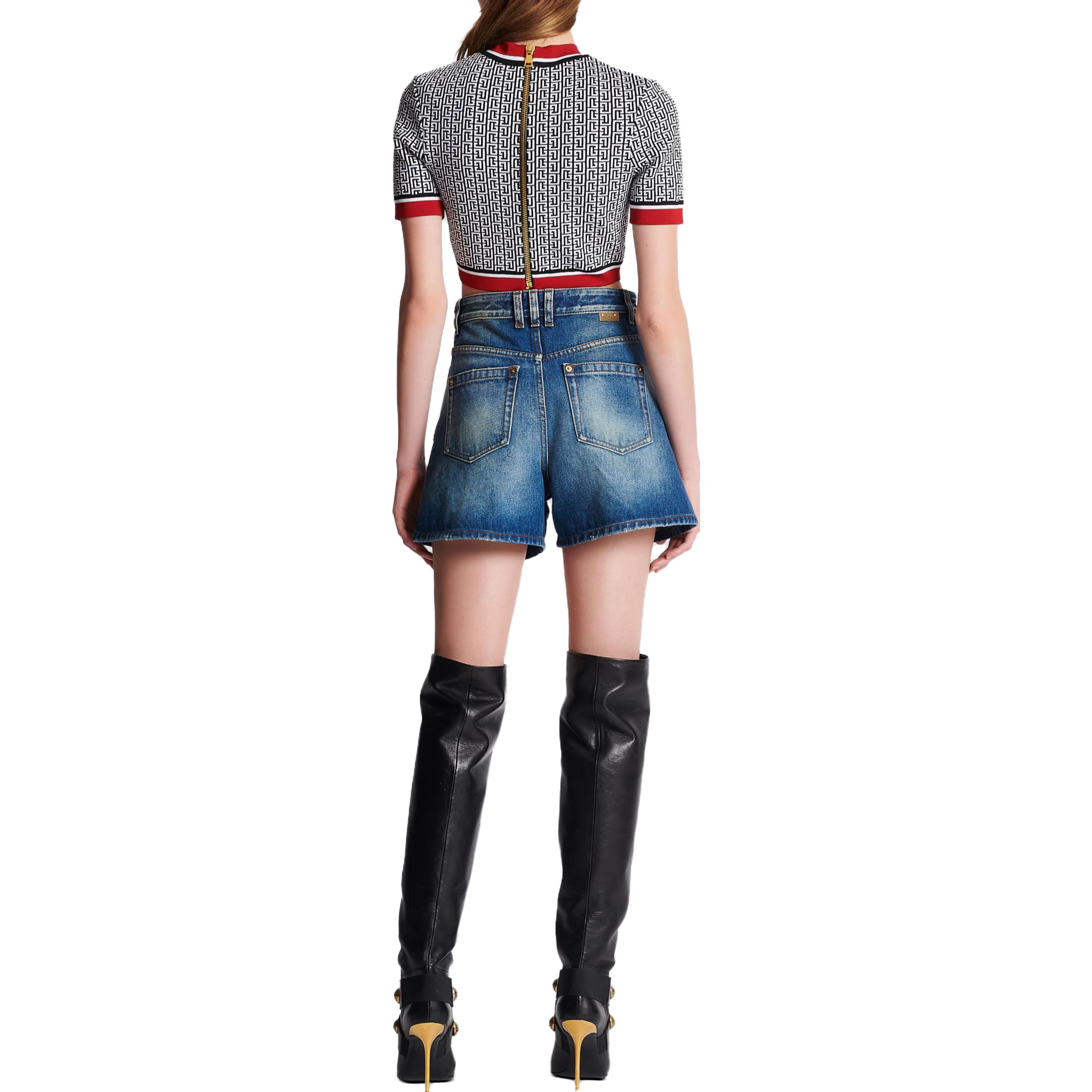 (Women) BALMAIN  Slim-Fit Jacquard Crewneck T-Shirt - Floral Pattern BF1AI115KE89EJC 圖 6