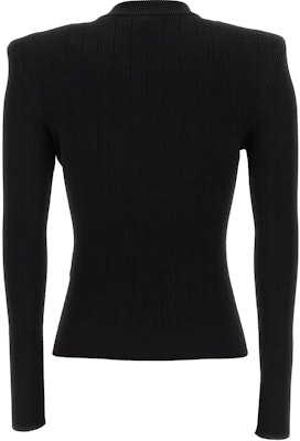 (Women) Balmain Slim Fit Knitted Pullover with Logo Button - Black. DF1KD001-KB07-0PA Lookbook (Women) Balmain Slim Fit Knitted Pullover with Logo Button - Black. DF1KD001-KB07-0PA