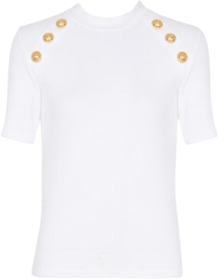 (W) 巴尔曼修身短袖针织T恤带纽扣装饰 CF0EF090-JH30-0FA Order (W) 巴尔曼修身短袖针织T恤带纽扣装饰 CF0EF090-JH30-0FA