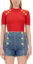 Buy (W) BALMAIN Camiseta Roja Ajustada Cuello Redondo Manga Corta Raglán CF0EF090JH30-3CF