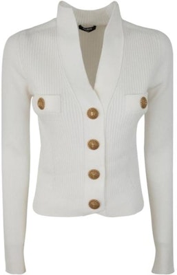 (W) BALMAIN 修身款純色V領長袖毛衣 - 白色 BF0KL120KF240FA Order (W) BALMAIN 修身款純色V領長袖毛衣 - 白色 BF0KL120KF240FA