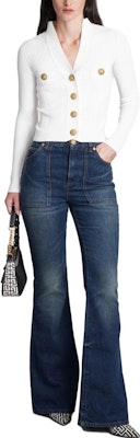 (W) BALMAIN 修身款純色V領長袖毛衣 - 白色 BF0KL120KF240FA Lookbook (W) BALMAIN 修身款純色V領長袖毛衣 - 白色 BF0KL120KF240FA