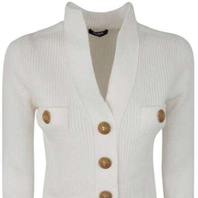 (W) BALMAIN 修身款純色V領長袖毛衣 - 白色 BF0KL120KF240FA Details for (W) BALMAIN 修身款純色V領長袖毛衣 - 白色 BF0KL120KF240FA