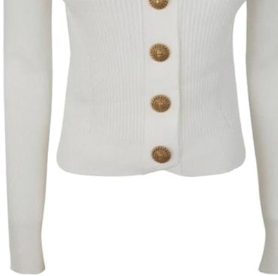 (W) BALMAIN 修身款純色V領長袖毛衣 - 白色 BF0KL120KF240FA Sizing (W) BALMAIN 修身款純色V領長袖毛衣 - 白色 BF0KL120KF240FA